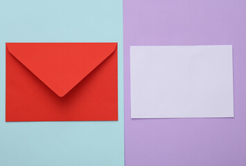 Red envelope with letter on a pastel background