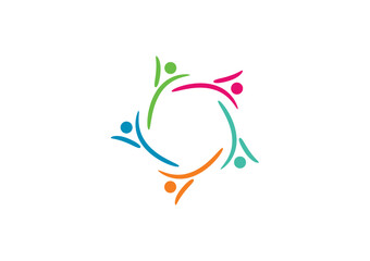 Five people forming a star-shaped element