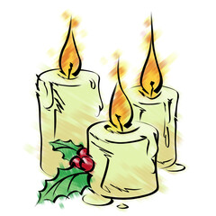 Christmas Illustration 2 - Candles Color Asset 