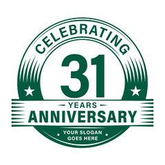 31 years anniversary celebration design template. 31st logo. Vector and illustrations.

