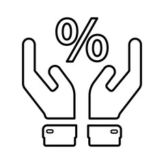 Obraz premium Percentage On Hand Icon In Line Style