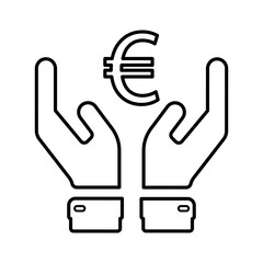 Euro Hands Icon In Line Style