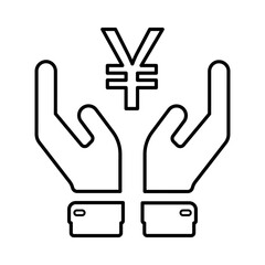 Obraz premium Yen Hands Icon In Line Style