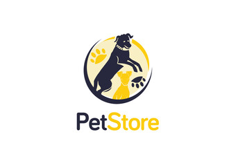 Pet store logo concept flat vector design