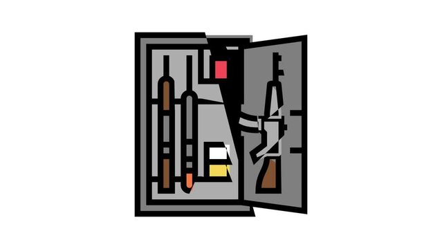 gun cabinet safe color icon animation