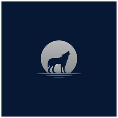 Wolf logo design template, 
Howling wolf at the moon, vector illustration, vector silhouette wolf