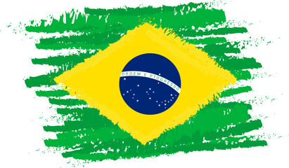 Brazil flag. Brush illustration of brazilian flag. The national flag of Brasil country.