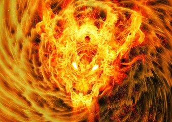 Fototapeta premium 3d illustration of fire flames swirling in dragon shape