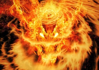 Fototapeta premium 3d illustration of fire flames swirling in dragon shape