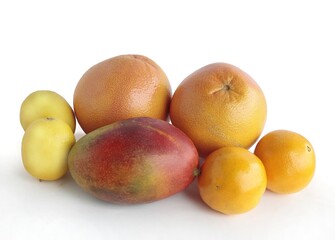 various multicolor tropical fruits close up