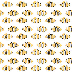 Vector seamless pattern with clownfish.Underwater cartoon creatures.Marine background.Cute ocean pattern for fabric, childrens clothing,textiles,wrapping paper