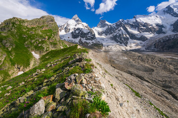 Fototapeta na wymiar Mountain landscape in a valley near Elbrus in the North Caucasus