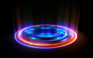Glow swirl light effect. Circular lens flare. Abstract rotational lines. Power energy element. Luminous sci-fi. Shining neon lights. Magic arena. Swirl trail effect. Glint scene. Dynamic ellipse.