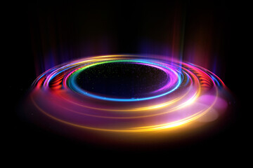 Obraz premium Glow swirl light effect. Circular lens flare. Abstract rotational lines. Power energy element. Luminous sci-fi. Shining neon lights. Magic arena. Swirl trail effect. Glint scene. Dynamic ellipse.