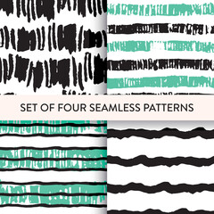 Obraz premium Striped brush stroke seamless repeat pattern set. 
