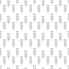 Obraz premium Dango pattern16. Cute seamless pattern with japanese sweet in the form of animal faces. Doodle black and white cartoon illustration.