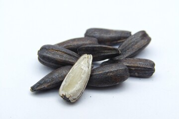 Sunflower seeds isolated on white background 