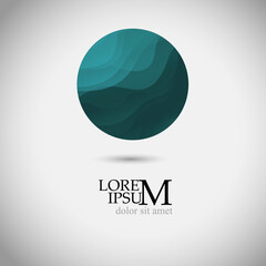 Logo circle blue and waves. Vector illustration