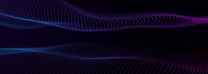Musical abstract background. Equalizer for music showing sound waves. Network connection structure. Big data visualization. 3D rendering.