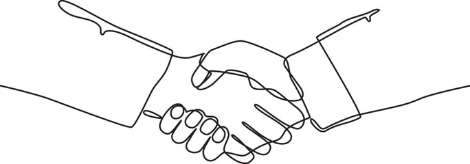 Business Handshake continuous line vector illustration