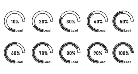 Circle loading and Progress icon circle diagrams load percentage vector on white background. for web app banner logo design - Icon vector