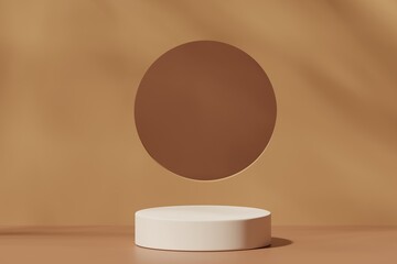 Podium with neon glow on a black background, 3d render