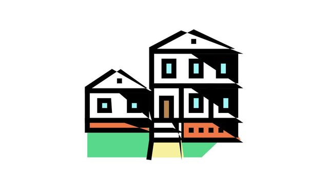 farmhouse building color icon animation