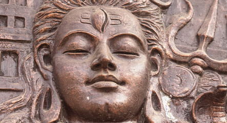 Fototapeta na wymiar God Shiva face view and third eye