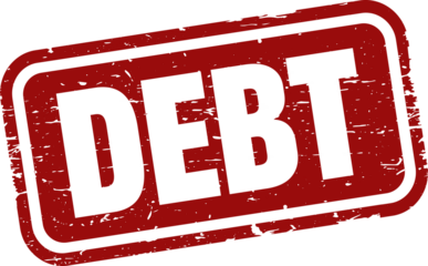Debt grunge rubber stamp