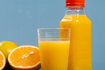 Natural orange juice in the glass