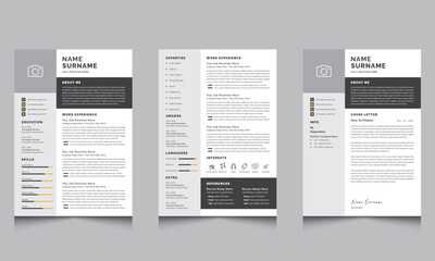 Modern Simple Resume Template for Curriculum Vitae and Cover Letter Layout for Job Applications