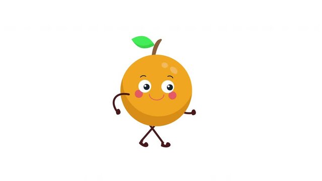cute fresh orange character walking animation.basic walk