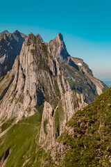 The Altenalptuerm mountains at the famous Ebenalp, Appenzell, Alpstein, Switzerland