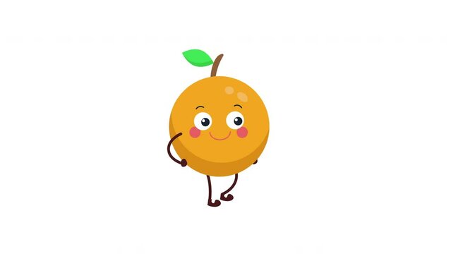 cute fresh orange character walking animation.woman walk