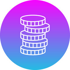 Coins Gradient Circle Line Inverted Icon