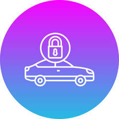 Locked Car Gradient Circle Line Inverted Icon