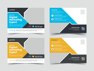 Corporate postcard design template. modern postcard design. Corporate business or marketing agency postcard template