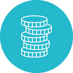 Coins Multicolor Circle Line Inverted Icon