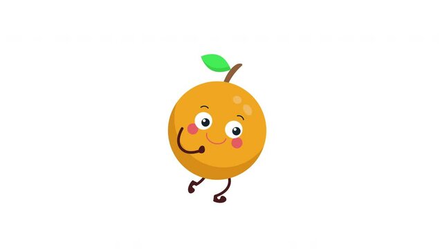 cute fresh orange character walking animation.sneak walk