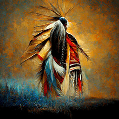  native american indian in the desert poster,digital art,generative ai	