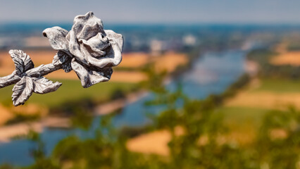 Details of a beautiful stone rose at the famous Bogenberg mountain, Bogen, Danube, Bavaria, Germany