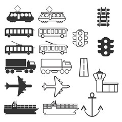 Transport icon. Transportation set symbol,  line and background vector ilustration.