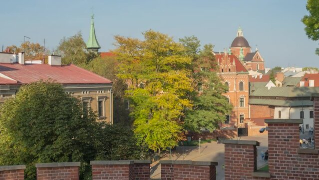 Higher Theological Seminary of the Archdiocese of Krakow and The Church of Saints Peter and Paul on the background.