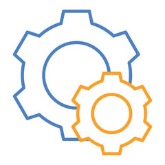 Gear Blue And Orange Line Icon
