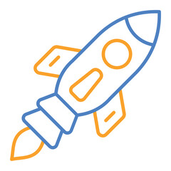 Rocket Blue And Orange Line Icon