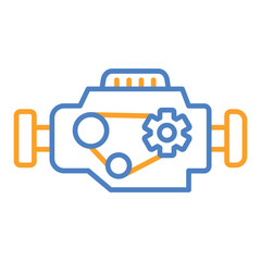 Engine Blue And Orange Line Icon