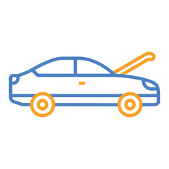 Hood Open Blue And Orange Line Icon