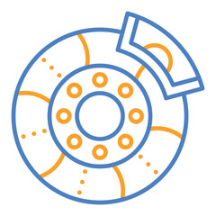 Brake Blue And Orange Line Icon