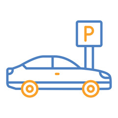 Parking Blue And Orange Line Icon