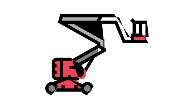 boom lift construction car vehicle color icon animation